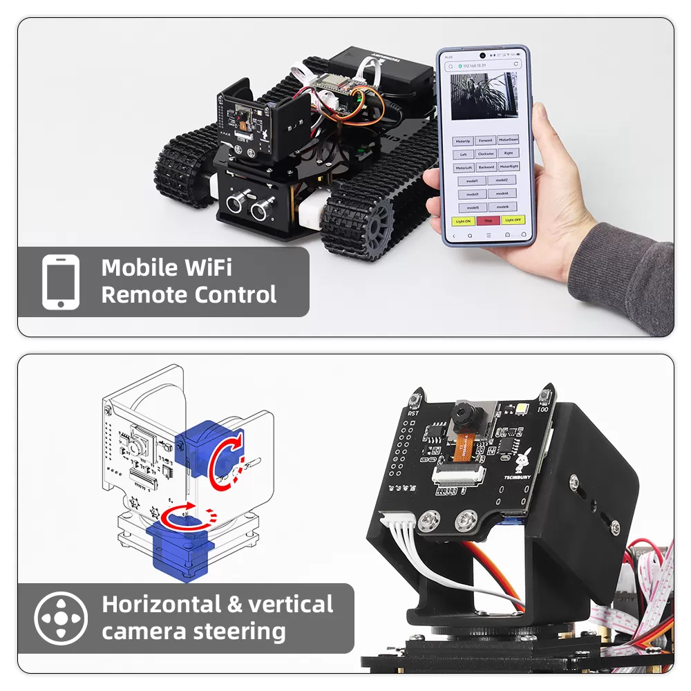 ESP32 Camera Crawler Wheels Robot Kits For Arduino